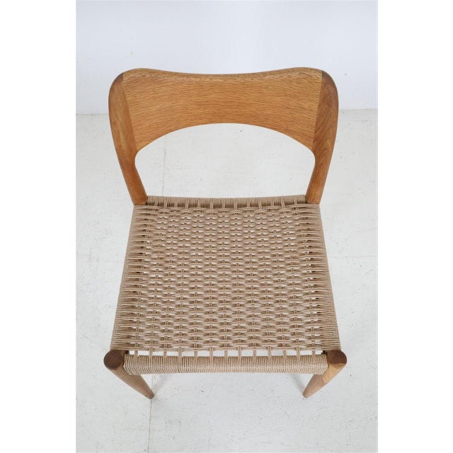 Danish Oak Chairs with Paper Cord by Arne Hovmand Olsen for Mogens Kold, 1970s, Set of 4 For Sale - Image 17 of 18