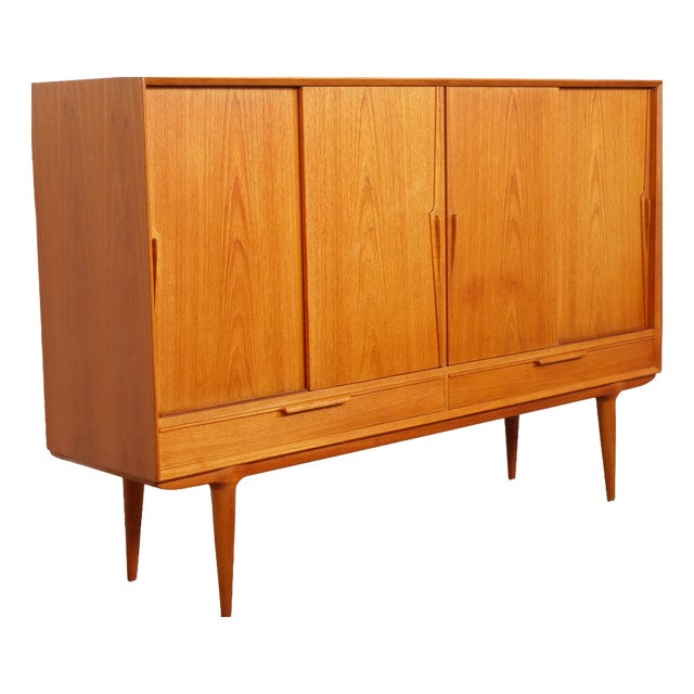 Vintage Danish Teak Highboard by Gunni Oman for Omann Jun Mobelfabrik For Sale