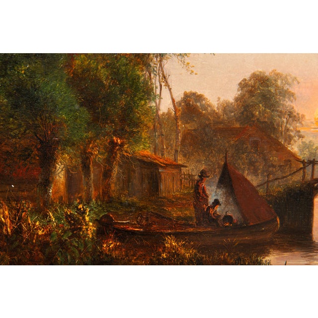 Green Dutch Moonlit River Landscape Painting by Jacobus Theodorus Abels (1803-66) For Sale - Image 8 of 18