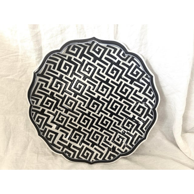 2010s Blue & White Greek Key Decorative Bowl For Sale - Image 5 of 6