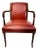 Mid 20th Century Red Leather Armchair With Curved Wood Arms and Brass Nailhead Trim For Sale