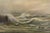 Dramatic Westcoast seascape by an unknown artist. Waves are crashing against a rocky shore, sending spray into the air....