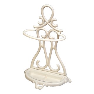 Art Nouveau French Umbrella Stand in Cast Iron with White Enamel Finish, 1900 For Sale