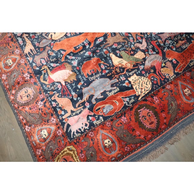 Crazy Animal Motif South Persian Pictorial Rug rug no.j4766 For Sale - Image 14 of 15