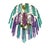 1980s 1980s One-of-a-Kind Hand-Painted Spanish Glass Rod Chandelier in Turquoise & Purple – 3 Lights For Sale - Image 5 of 16