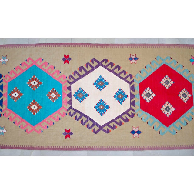 Handmade Silk Flatweave Turkish Kilim Stair Runner Rug Gallery Runner - 3′1″ X 25′2″ For Sale - Image 14 of 17