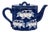 Vintage Blue & White Ceramic Fruit Teapot For Sale