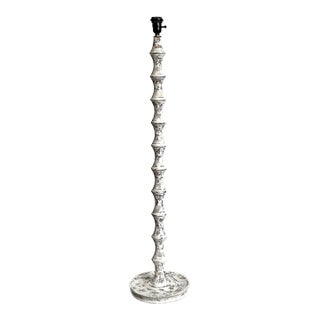 Vintage Boho Washed Bobbin Floor Lamp For Sale