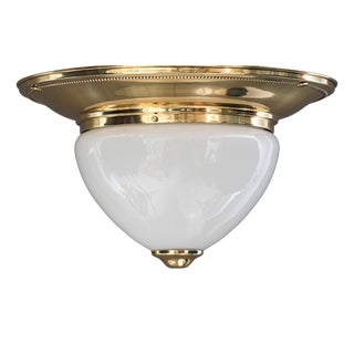 Large Art Deco Ceiling Lamp with Opal Glass Shade, Vienna, 1920s For Sale