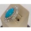 Vintage Natural Marquise Sleeping Beauty Ring Turquoise With Diamonds, Platinum For Sale - Image 16 of 18