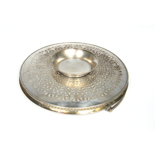 Mid 20th Century Silver Plate Server, Pierced and Footed With Handle For Sale - Image 4 of 7
