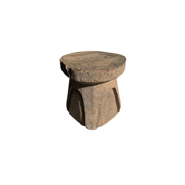 1930s Antique Javanese Teak Wood Stool / Side Table With Patina C. 1900 For Sale - Image 5 of 10