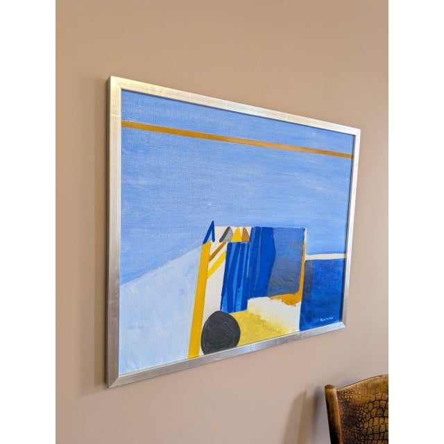 Mid-Century Modern 'The Golden Divide' Swedish Original Abstract Oil Painting, Framed For Sale - Image 4 of 11