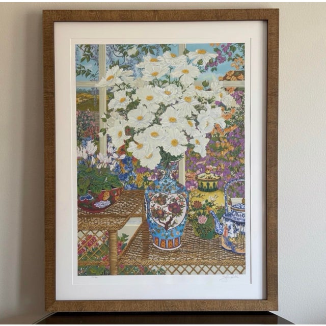 A richly detailed John Powell Cottage Garden limited-edition serigraph, hand-signed in pencil and numbered 257/300. The...