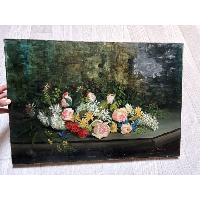 Antique Painting Original Flowers, Floral, Still Life signed Lillie HONNORAT