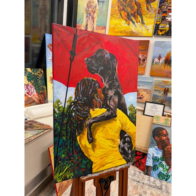 2020s Loved Like Family, Godfrey Afebuame (2026), Acrylic on Canvas, Animal, Pet, Realism, Impressionist. Contemporary Impasto Painting For Sale - Image 5 of 5