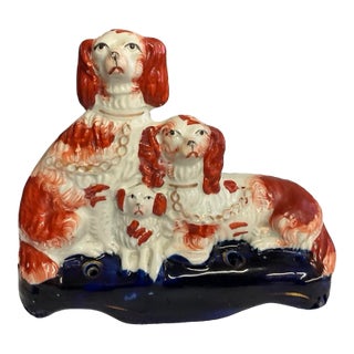 Victorian StaffordshireSpaniel Double Pen Holder For Sale
