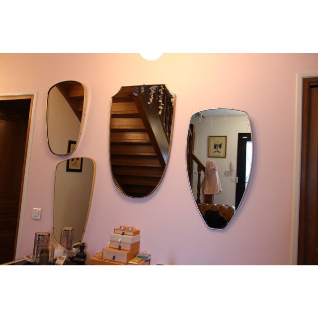 Brass Wall Mirror in the style of Gio Ponti, 1950s For Sale - Image 10 of 18