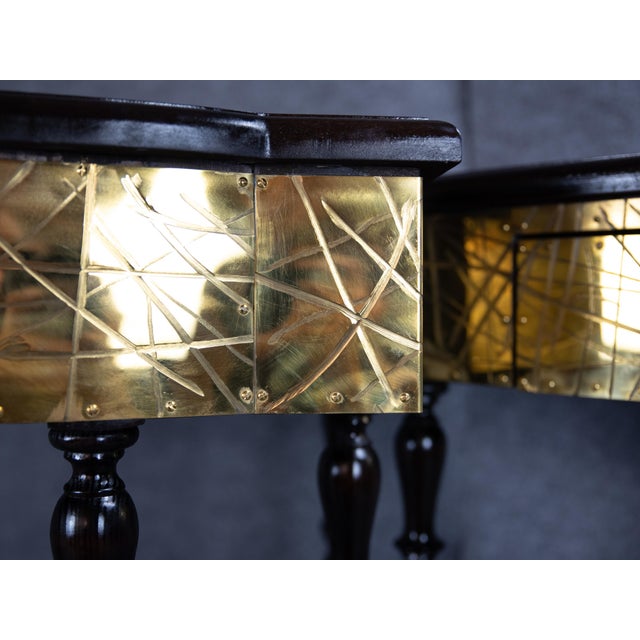 Not Yet Made - Made To Order Italian Walnut and Brass Console Table from Justfurnituress SRL, Set of 2 For Sale - Image 5 of 11