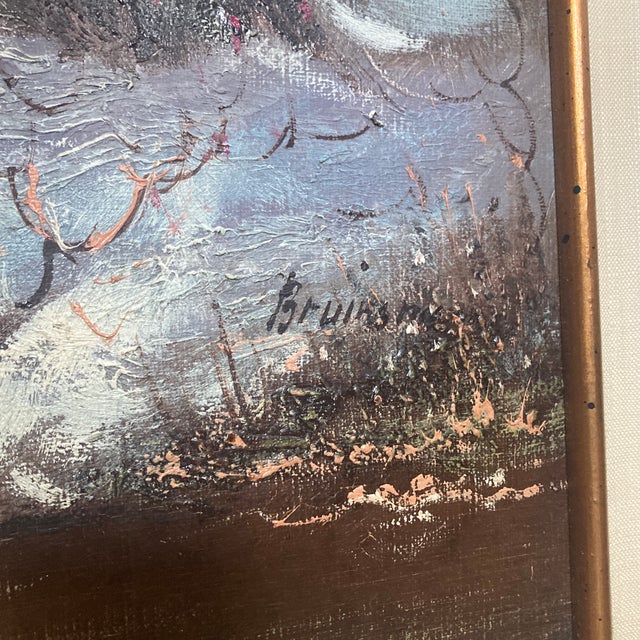 1960s Cornelis Bruinsma (B. 1942) Winter Dutch Landscape Oil Painting With Coa & Robert Sills Gallery 43" Frame For Sale - Image 4 of 12