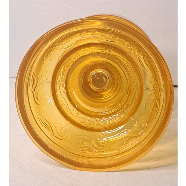 Glass Vintage Amber Glass Kerosene Oil Lamp With P&a Eagle Burner and Chimney For Sale - Image 7 of 11