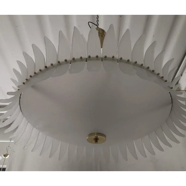 Mid-Century Round Murano Art Glass and Brass Chandelier, 2000s For Sale - Image 8 of 11