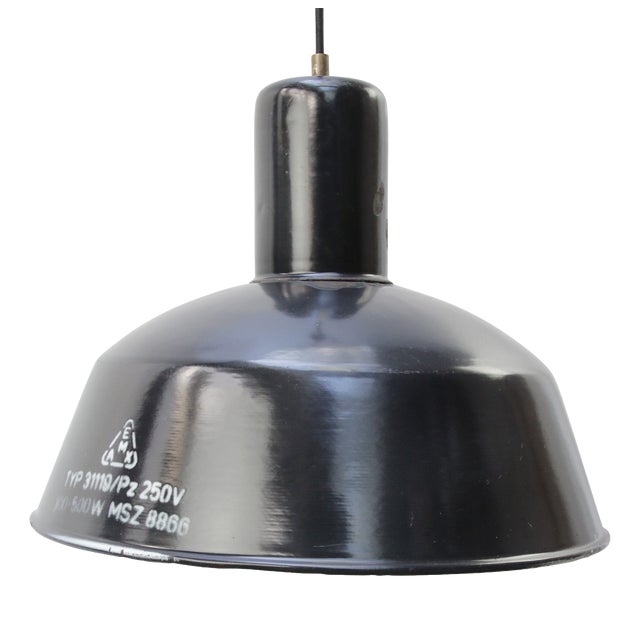 Vintage Industrial Pendant Light in Blue Enamel For Sale