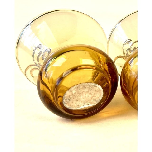 1950s Bohemian Crystal Gold Hand Painted Decanter and 5 Shot Glasses Set For Sale - Image 10 of 10