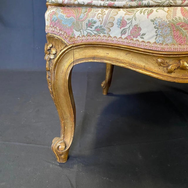 Exquisite French Louis XV Giltwood Wingback Chairs -A Pair For Sale - Image 10 of 12
