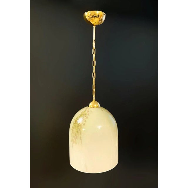 Vintage Italian pendant with bell shaped Murano glass shade, mounted on gold hardware / Made in Italy by La Murrina, circa...