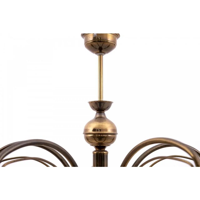 Mid-Century Modern Brass Chandelier, Poland, 1980s For Sale - Image 3 of 6