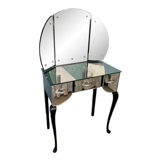 Antique Art Deco Mirrored Vanity Table For Sale