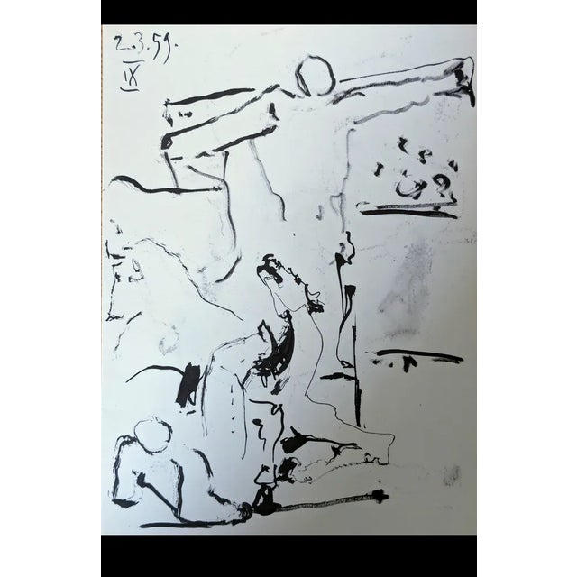 Pablo Picasso - 4 drawings Christ on the Cross with horses and bulls.Original lithograph dated in the stone: 2.3.59. On...