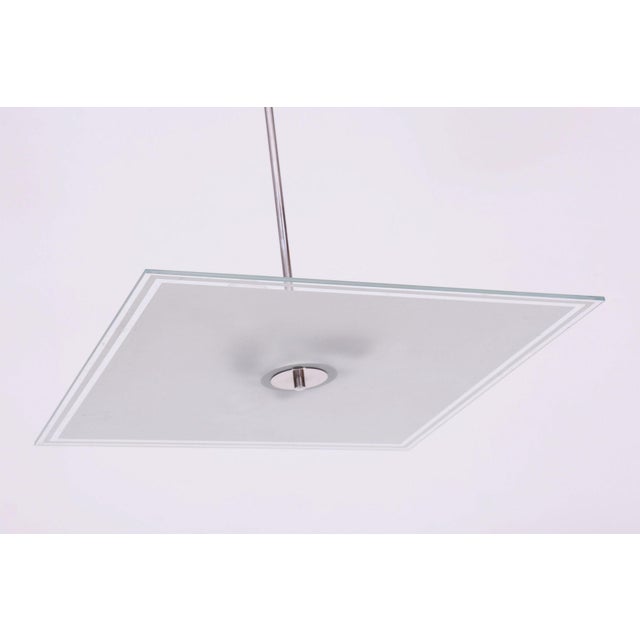Bauhaus Czech Bauhaus Pendant in Chrome-Plated Steel and Frosted Glass, 1930s For Sale - Image 3 of 10