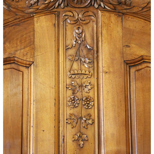 18th Century French Louis XV Carved Walnut Wedding Armoire From Provence For Sale - Image 13 of 18
