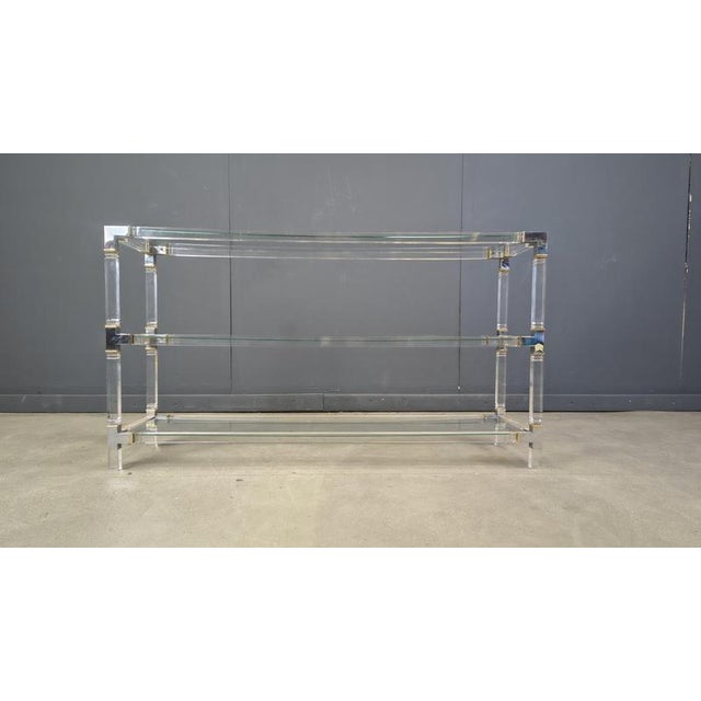 Chrome and Acrylc Glass Console Table, 1970s For Sale - Image 10 of 14