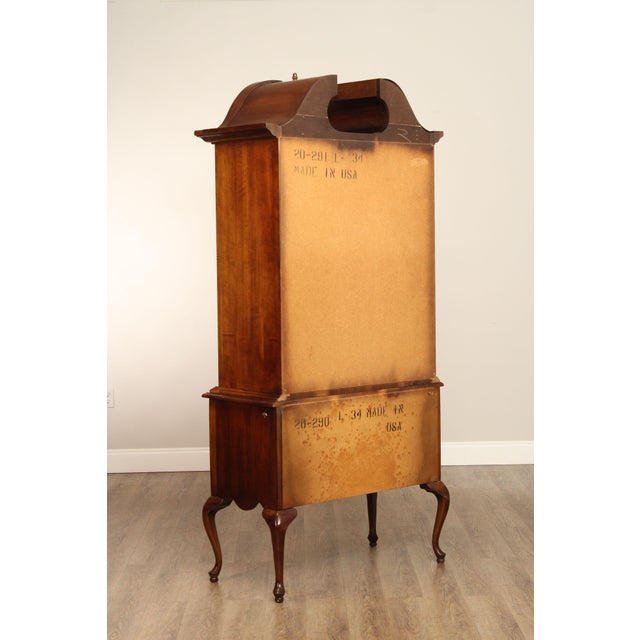 American Drew Queen Anne Style Cherry Highboy Chest For Sale - Image 16 of 17