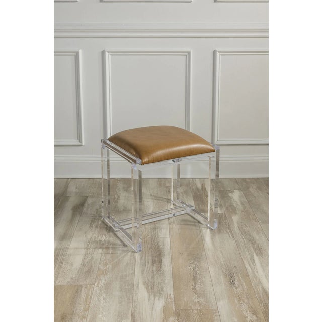 2020s Glencoe Dorian Saddle Lucite Bench For Sale - Image 5 of 7