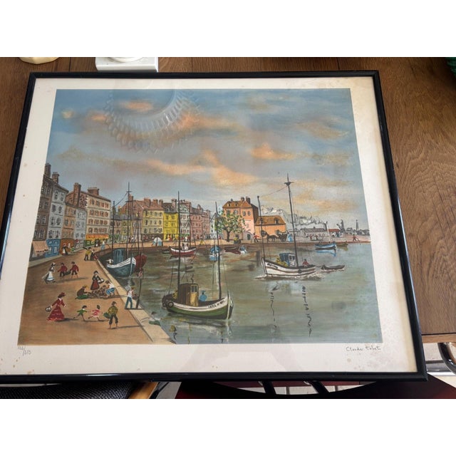 Claude Tabet, Port Scene, 1890s, Lithograph, Framed For Sale - Image 10 of 10