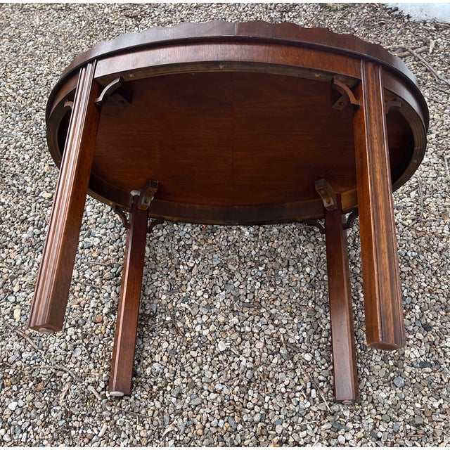 Traditional Councill Coffee Table Piecrust With Inlaid Medallion Flame Mahogany For Sale - Image 3 of 8
