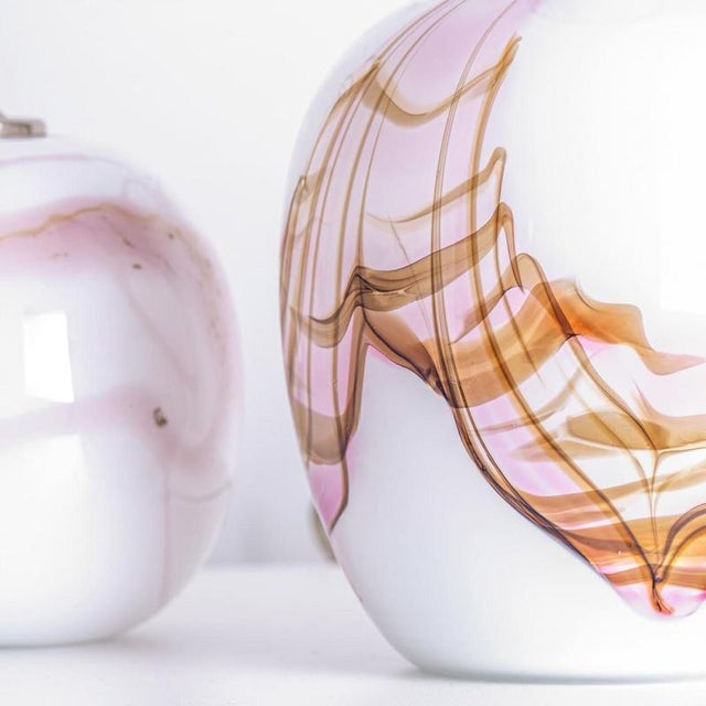 White and Pink Glass Table Lamps from Holmegaard, 1970, Set of 2 For Sale - Image 9 of 13