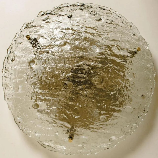 1970s Gold Textured Wave Glass Flush Mount from Kaiser Leuchten, 1970s For Sale - Image 5 of 16