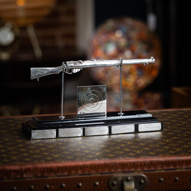 Antique 20th century english solid silver rifle shooting trophy. Featuring a solid silver mark iii lee enfield rifle...