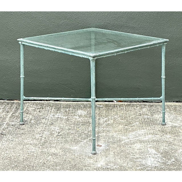 Celadon Vintage Cast Aluminum Outdoor Side Table After Brown Jordan For Sale - Image 8 of 12