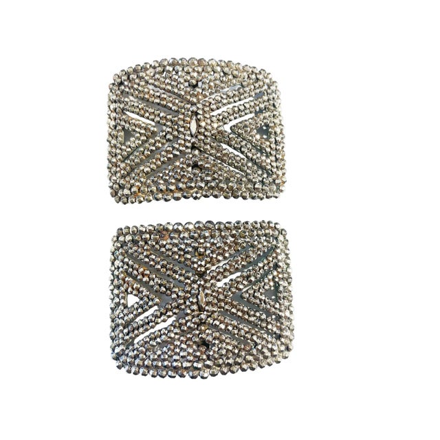 1900 - 1909 Antique 1905 French Steel Cut Shoe Buckles For Sale - Image 5 of 8