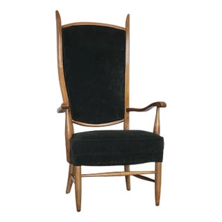 Mid Century Modern Maple High Back (Throne) Arm Chair For Sale