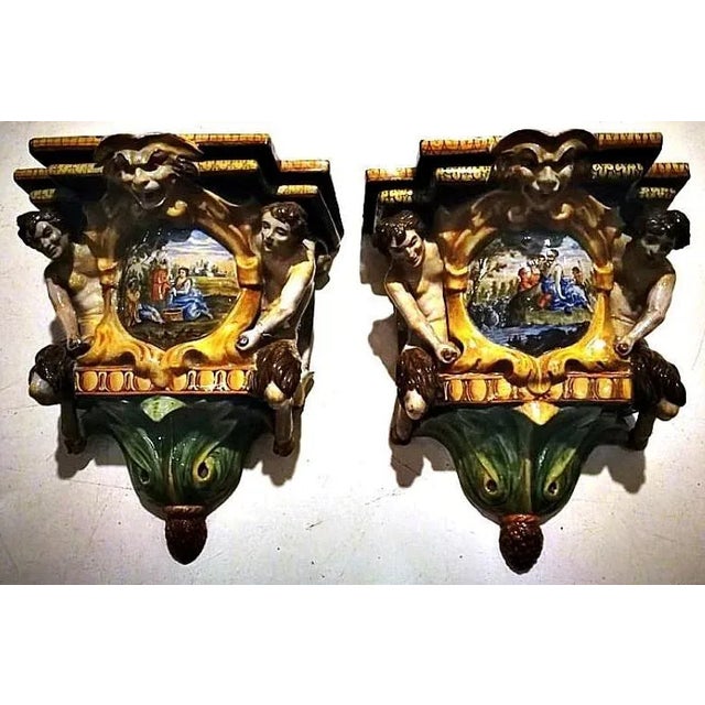 Ceramic Shelves from Battaglia, 1800s, Set of 2 For Sale - Image 9 of 10