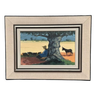 Stig Wernheden, Shepherd, 1960s, Oil Painting on Canvas, Framed For Sale