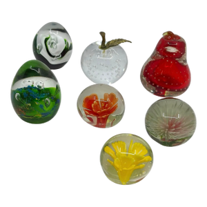 Vintage Paperweight Floral/ Boctanical Collection - A Set of 7