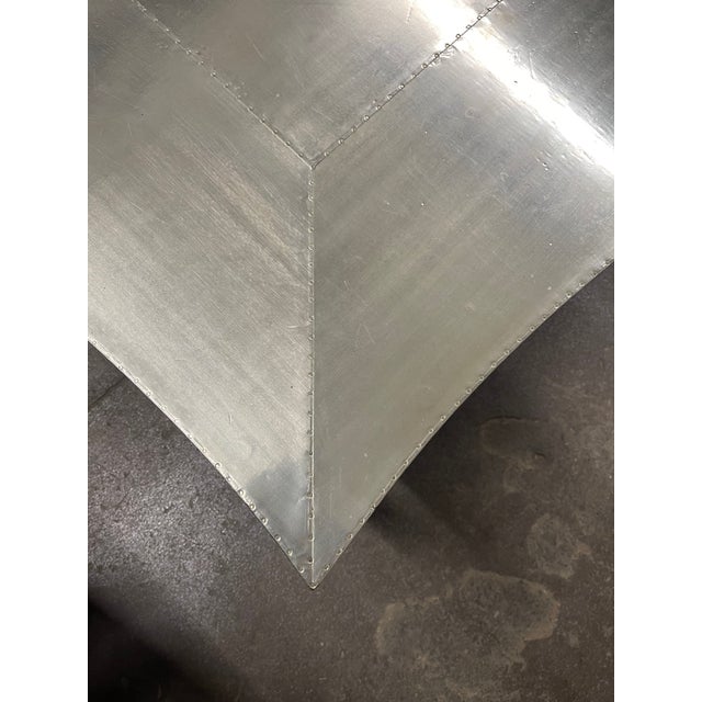 Louise Art Deco Industrial Style Metal-Clad Nesting Coffee Tables by Paul Mathieu—Set of Three For Sale - Image 11 of 12